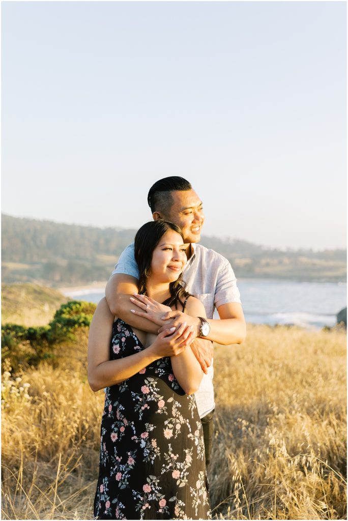 portrait of couple looking at ocean by film photographer AGS Photo Art 