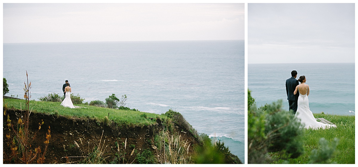 wedding portraits on the coastline of Big Sur next to the ocean
