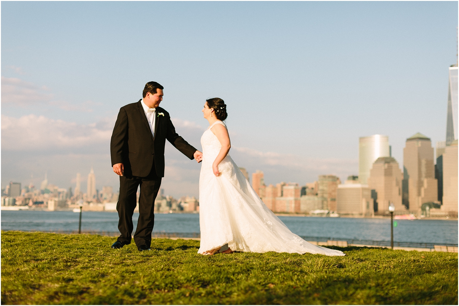 Bride and Groom portrait at Liberty House Restaurant in Jersey City