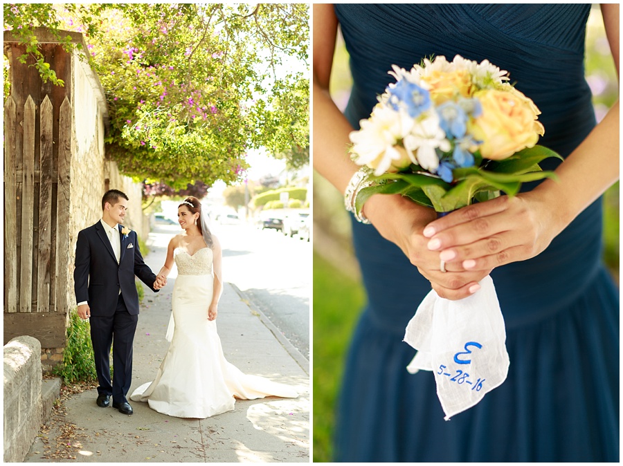 Intimate wedding at The Perry House First look location in Monterey California