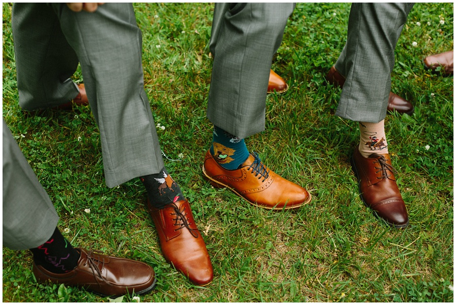 unique socks for each groomsmen brown leather shoes