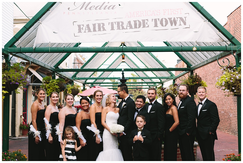 Black and white bridal party in Media, Pennsylvania photo by AGS Photo Art