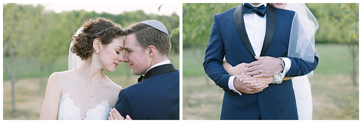 Jewish couple poses for sweet outdoor Flanagan Farm Wedding portraits in Maine