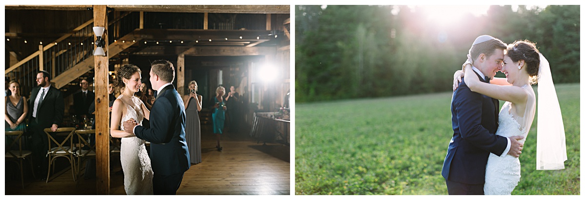 Bride and groom's first dance at the Barn at Flanagan Farm