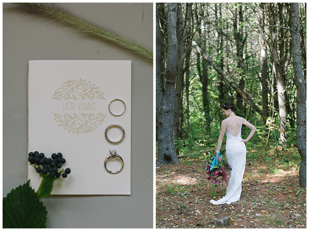 Bridal portrait in the woods with her vows and rings by AGS Photo Art