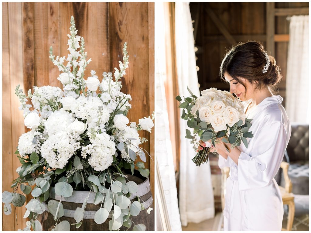 Ivory bridal bouquet with greenery at Cooper Molera Barns