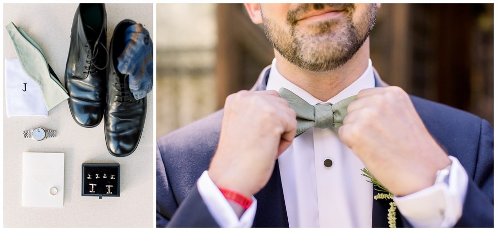 Groom Details with sage green accents