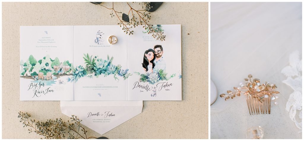 Disney designed custom wedding invitations flatlay