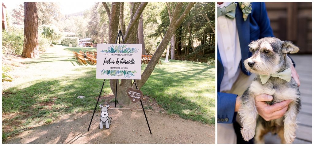 Wedding welcome sign with schnauzer cut out