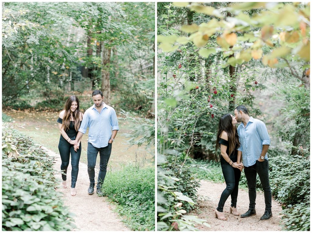 Big Sur redwoods engagement portraits with lush greenery