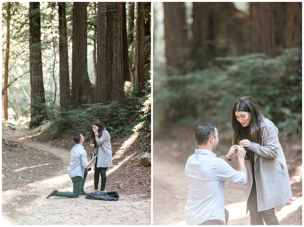 Surprise proposal in the woods in Big Sur, CA