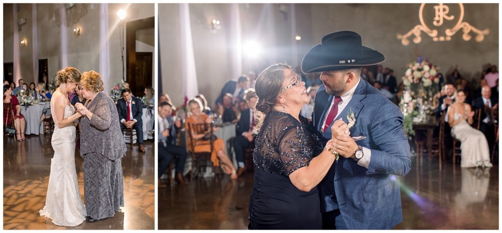 Mother-duaghter and mother-son first dances at Texas wedding