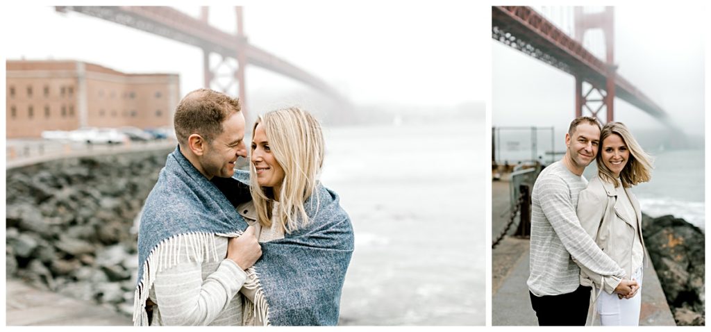 Foggy San Francisco engagement session near Golden Gate Bridge