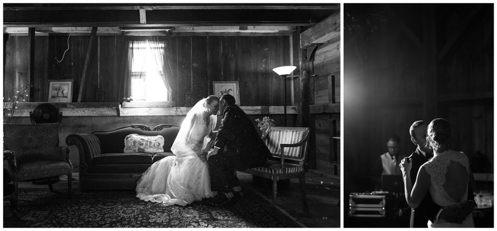 black and white bride and groom portraits at Friedman Farms Scranton PA
