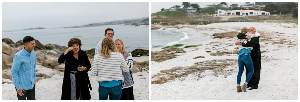 Family Hugs at Surprise Proposal Pebble Beach