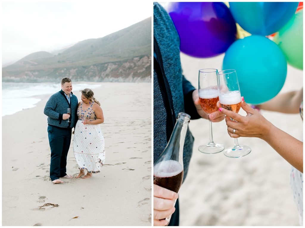 Garrapata Beach Engagement Portraits with Bubbly
