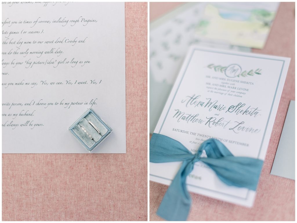 custom invitation suite and vows pink linen mrs. box