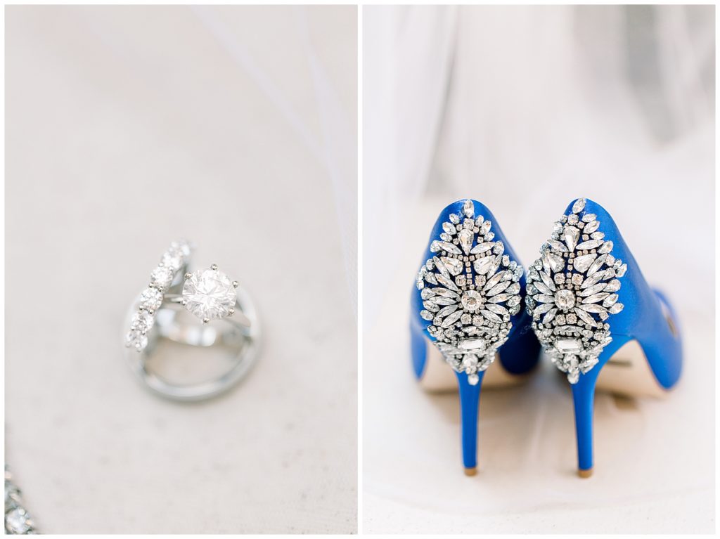 wedding bride details ring and shoes
