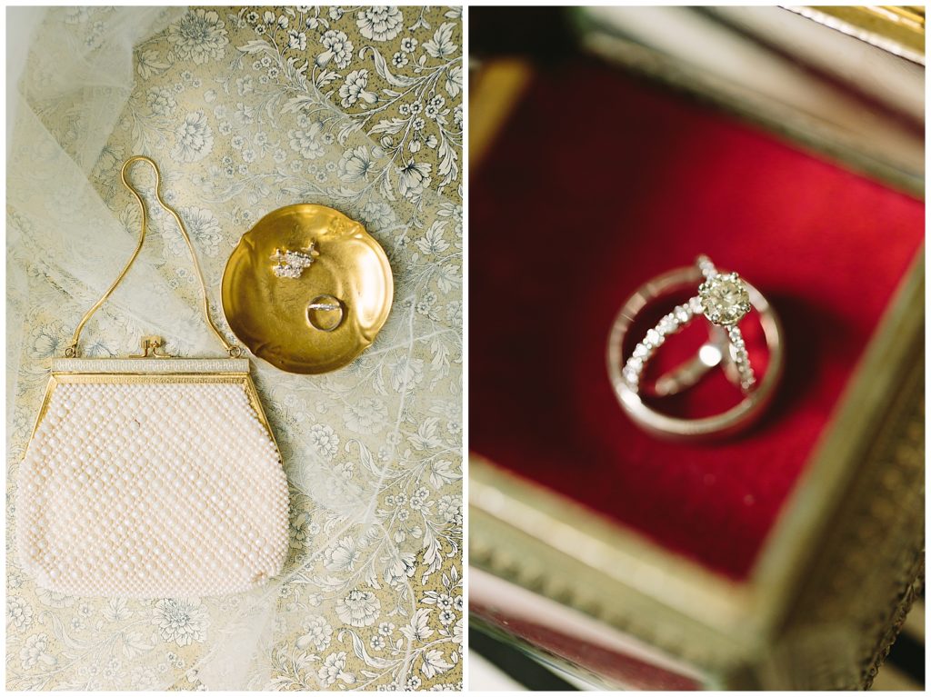 golden details and bridal clutch wedding bag essentials