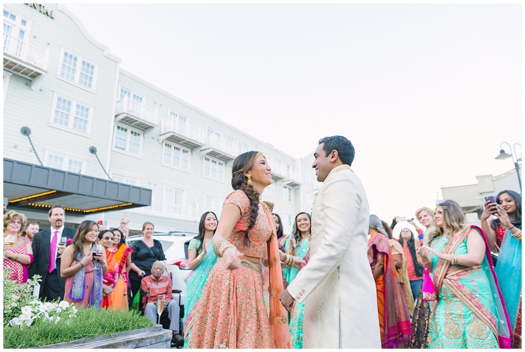 Indian sangeet gathering Intercontinental The Clement hotel Monterey California outside ritual colorful