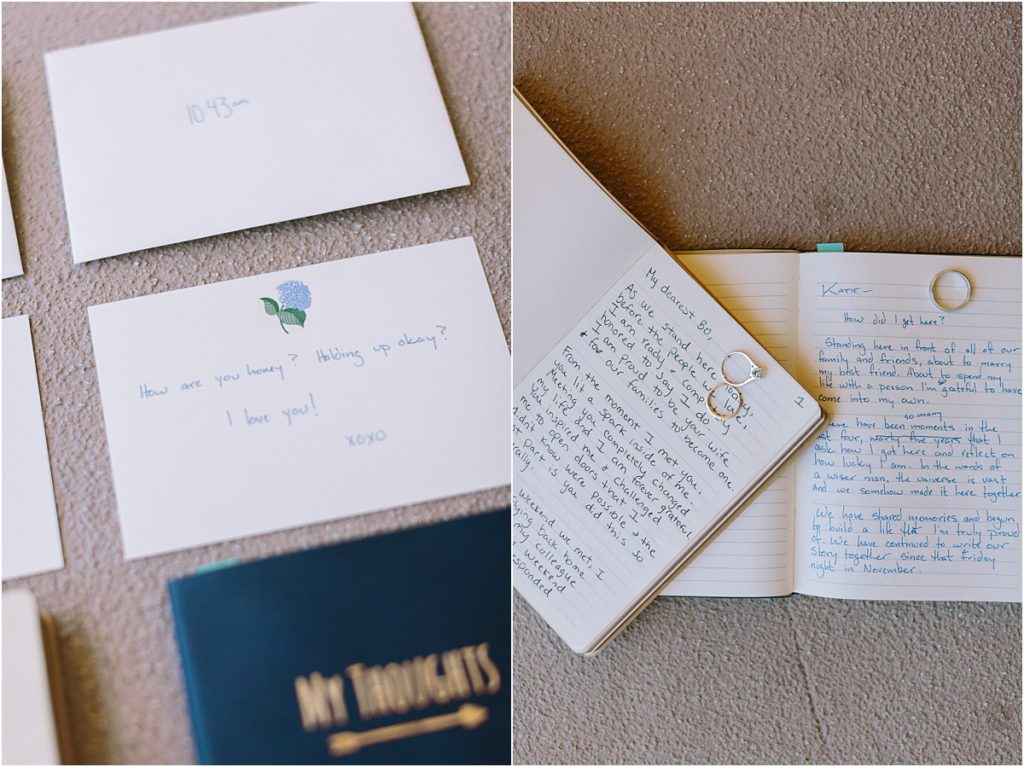 brides handwritten wedding vows and notes Big Sur wedding