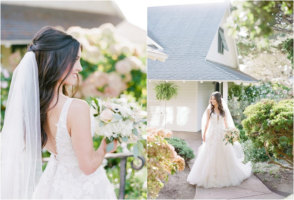 Romantic bridal portraits must have photos for her at Mission Ranch Wedding Venue Carmel CA