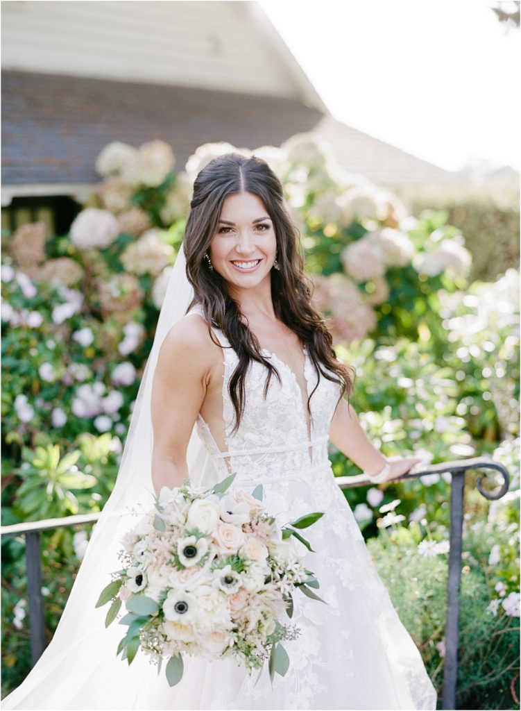 must have photos for her bridal portrait of pretty bride at Mission Ranch Carmel by the sea