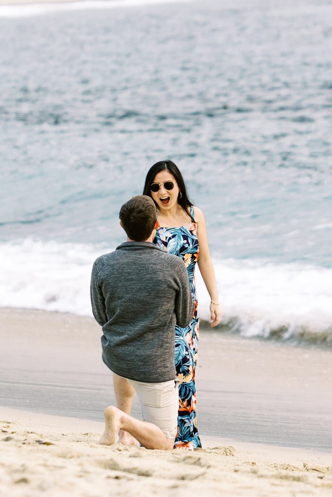 surprise proposal on a beach in Carmel California