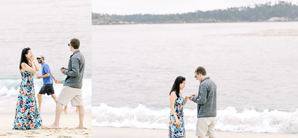 surprise proposal on a beach in Carmel California