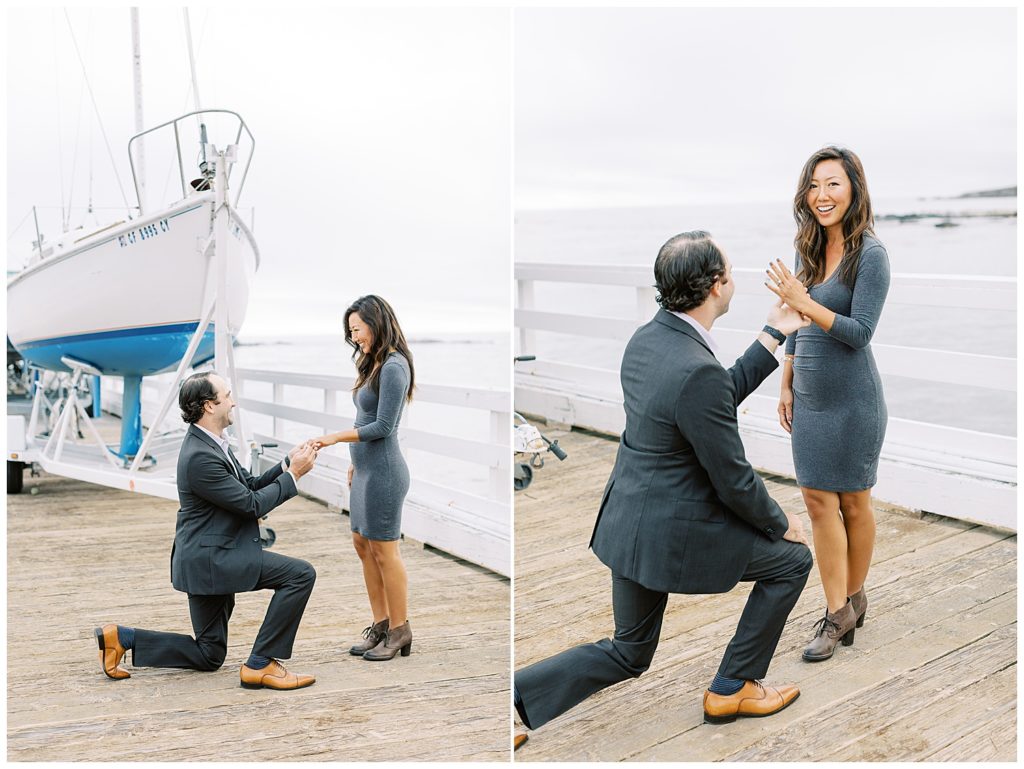 excited couple during their surprise proposal