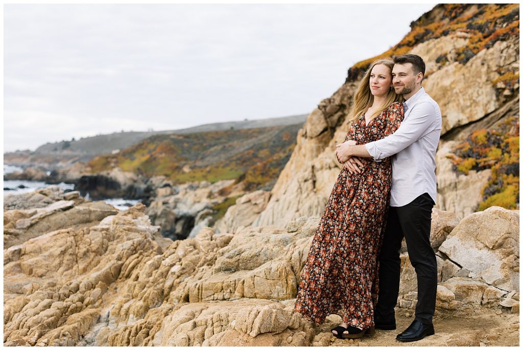 Big Sur Sunset Engagement Shoot photo of couple looking out over the waters by film photographer AGS Photo Art