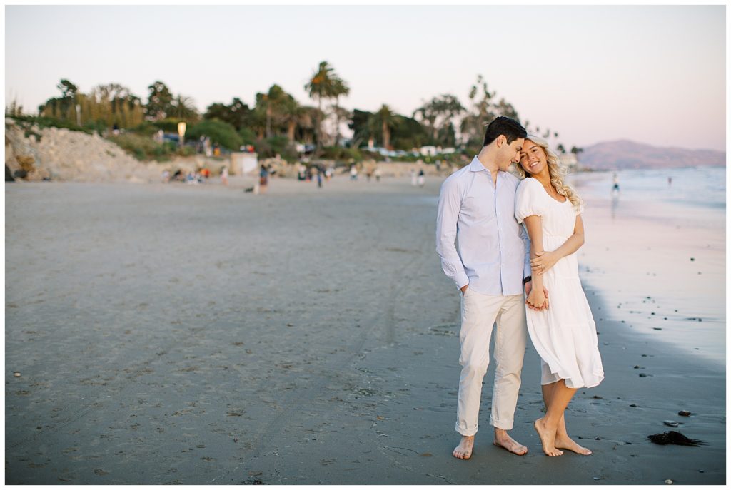 Santa Barbara Engagement Session portrait at Butterfly Beach by film photographer AGS Photo Art
