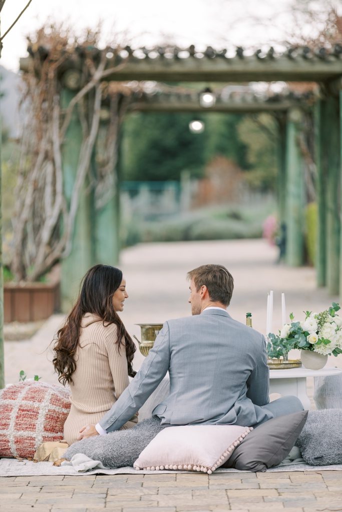 Carmel Valley, CA Bernardus Lodge surprise proposal picnic portrait
