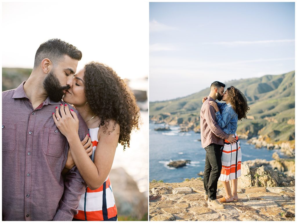 kissing portraits during Big Sur Surprise Proposal