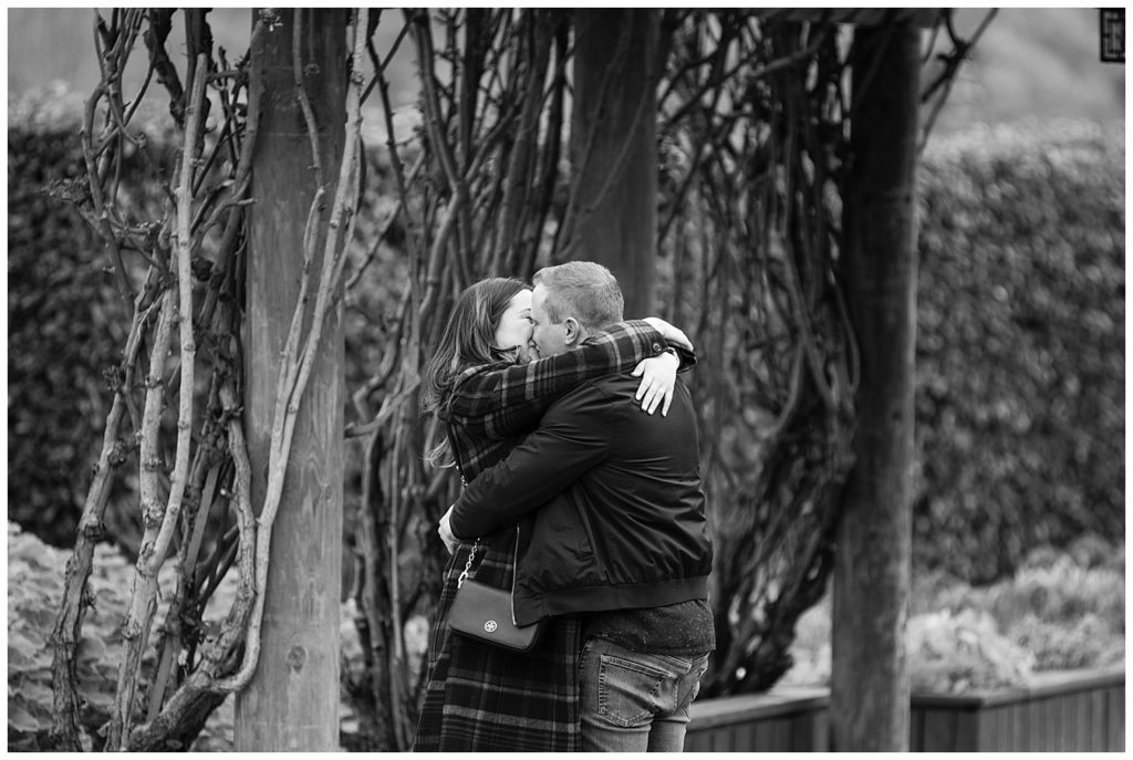 black and white Carmel surprise proposal portrait at Bernardus Lodge & Spa by film photographer AGS Photo Art