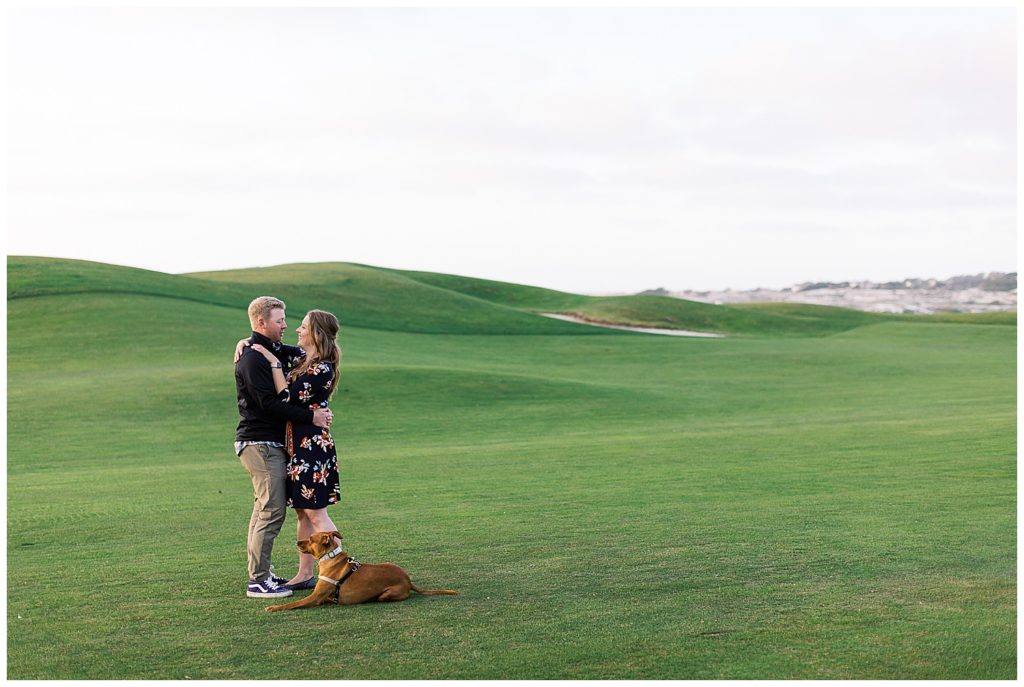Pebble Beach engagement portrait session at golf course by film photographer AGS Photo Art