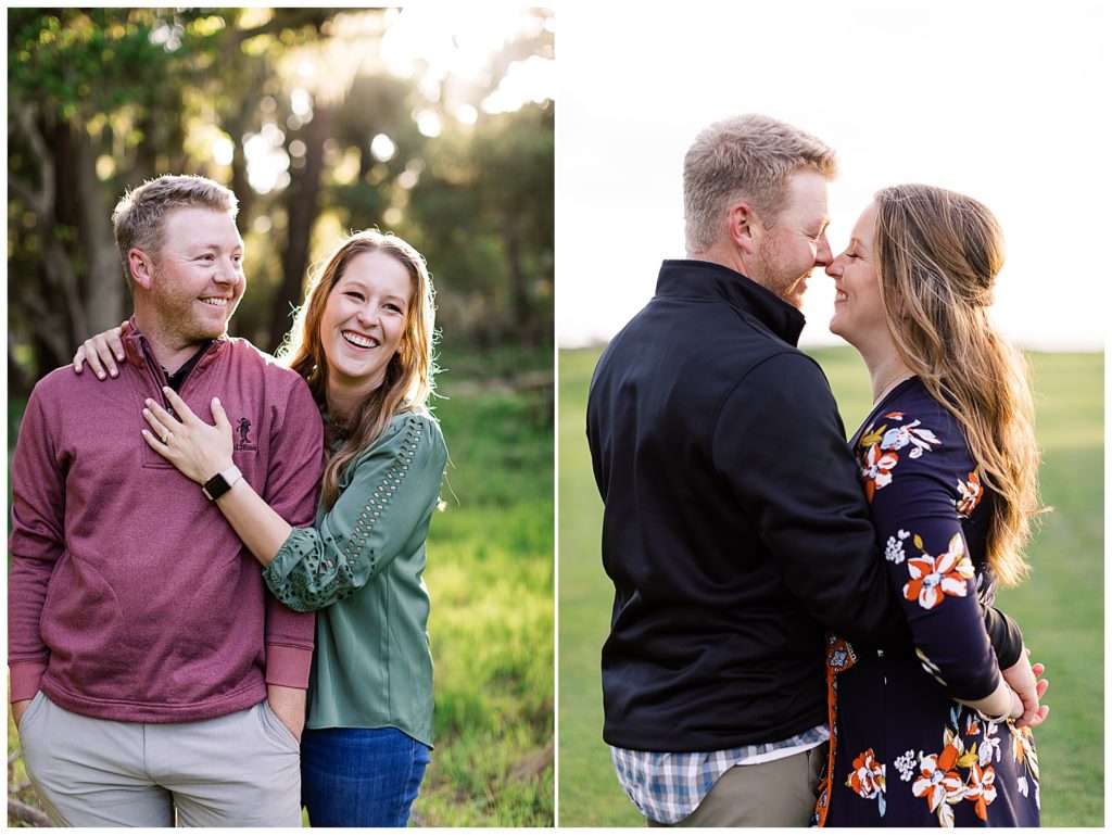 Engagement session in green fields at Pebble Beach by film photographer AGS Photo Art