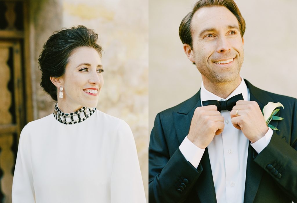 portraits of the bride and groom at their MPCC intimate wedding