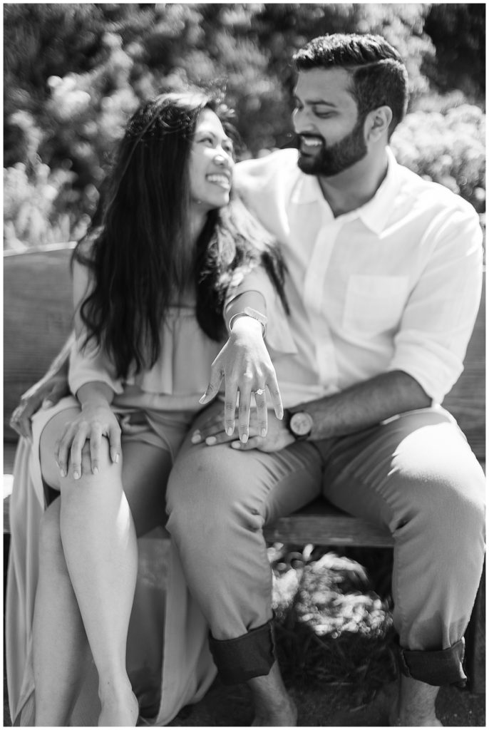 black and white Carmel By The Sea Surprise Proposal couple portrait by film photographer AGS Photo Art