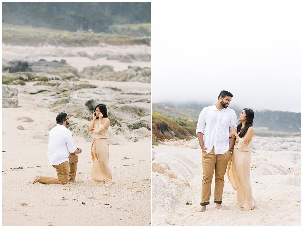 couple portraits on the sand at Carmel by the Sea by film photographer AGS Photo Art