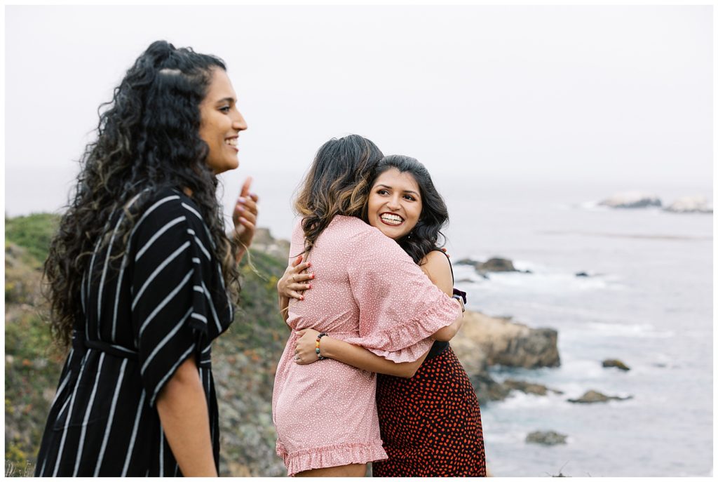 ladies in Big Sur celebrating the surprise proposal