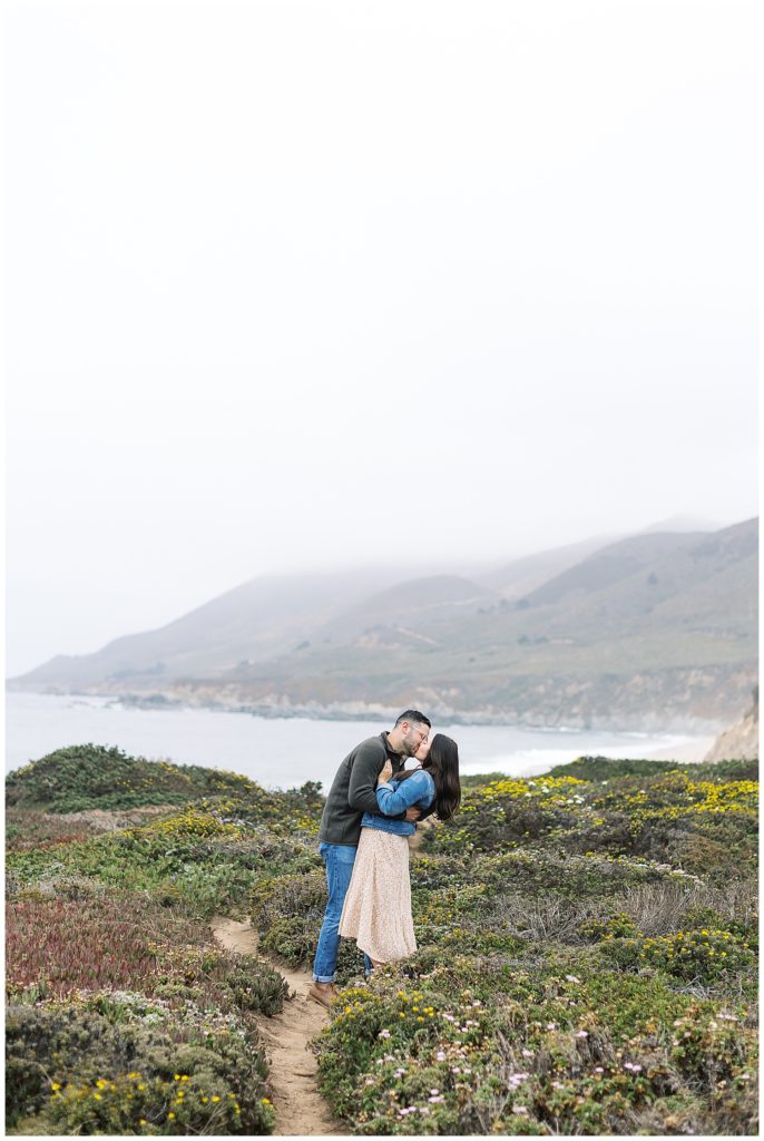 Big Sur photographer portrait of couple sharing a kiss