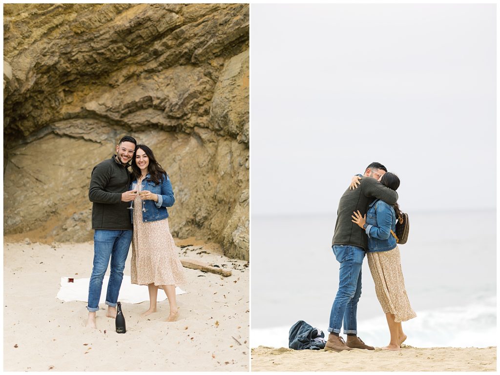 couple embracing at Big Sur at the beach