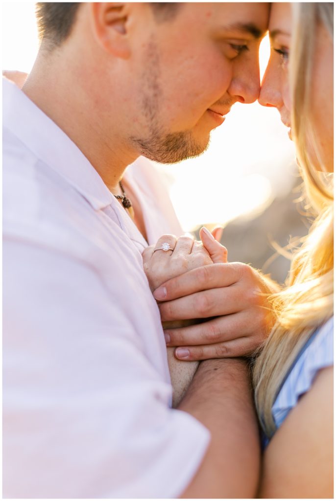 Carmel photographer portrait of couple embracing and touching their noses together
