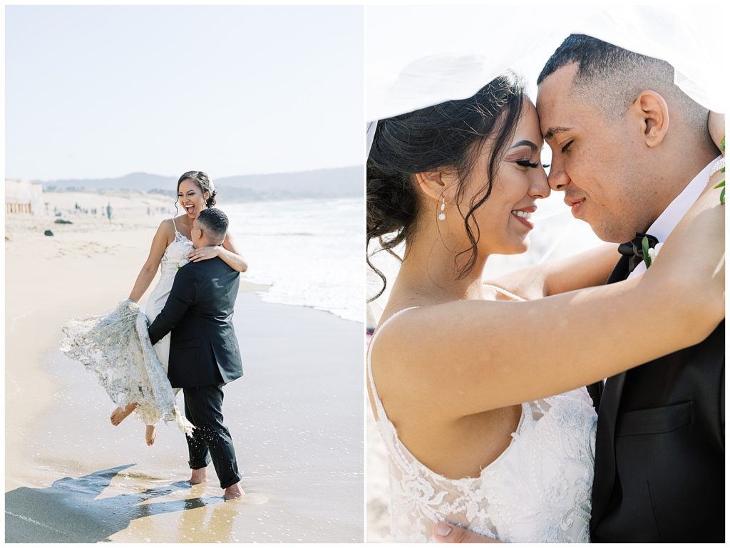 intimate beach wedding portraits in Monterey