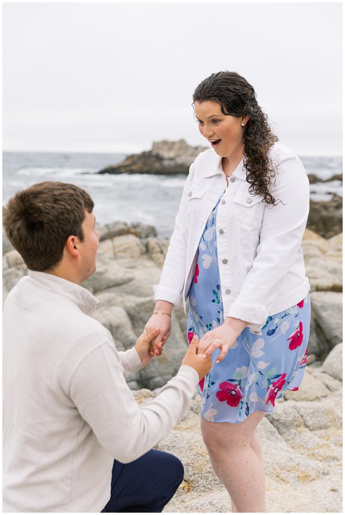 Pebble Beach photographer surprise proposal in Spanish Bay