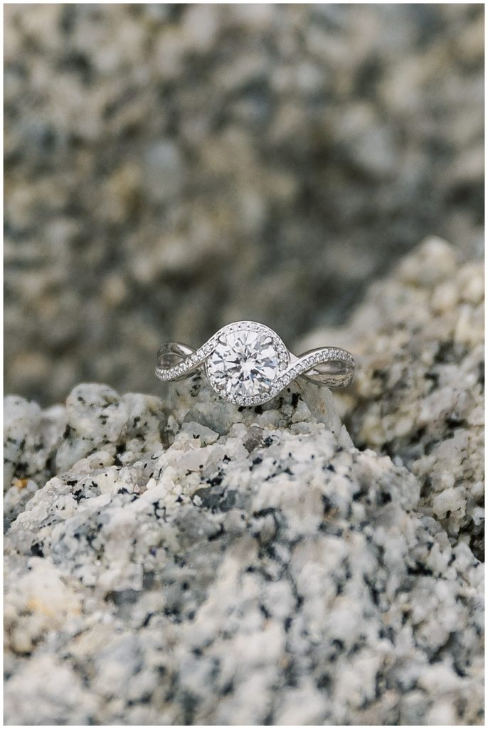 Spanish Bay, Pebble Beach engagement ring on the rocks