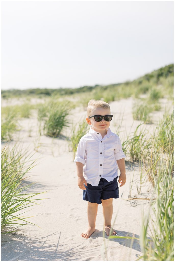 portrait of toddler wearing sunglasses