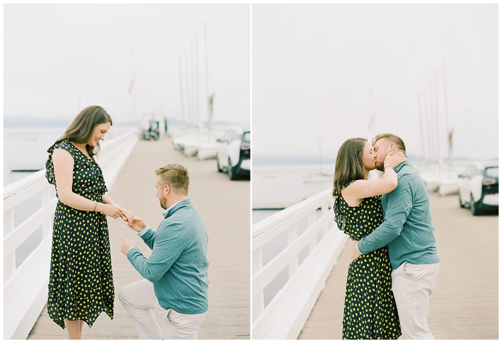 surprise proposal portraits in Pebble Beach on the pier
