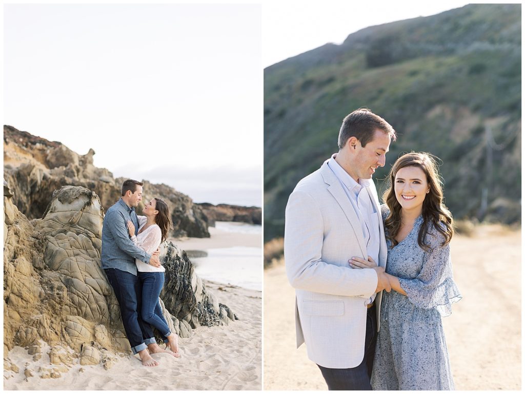 couple portraits on the beach and trails